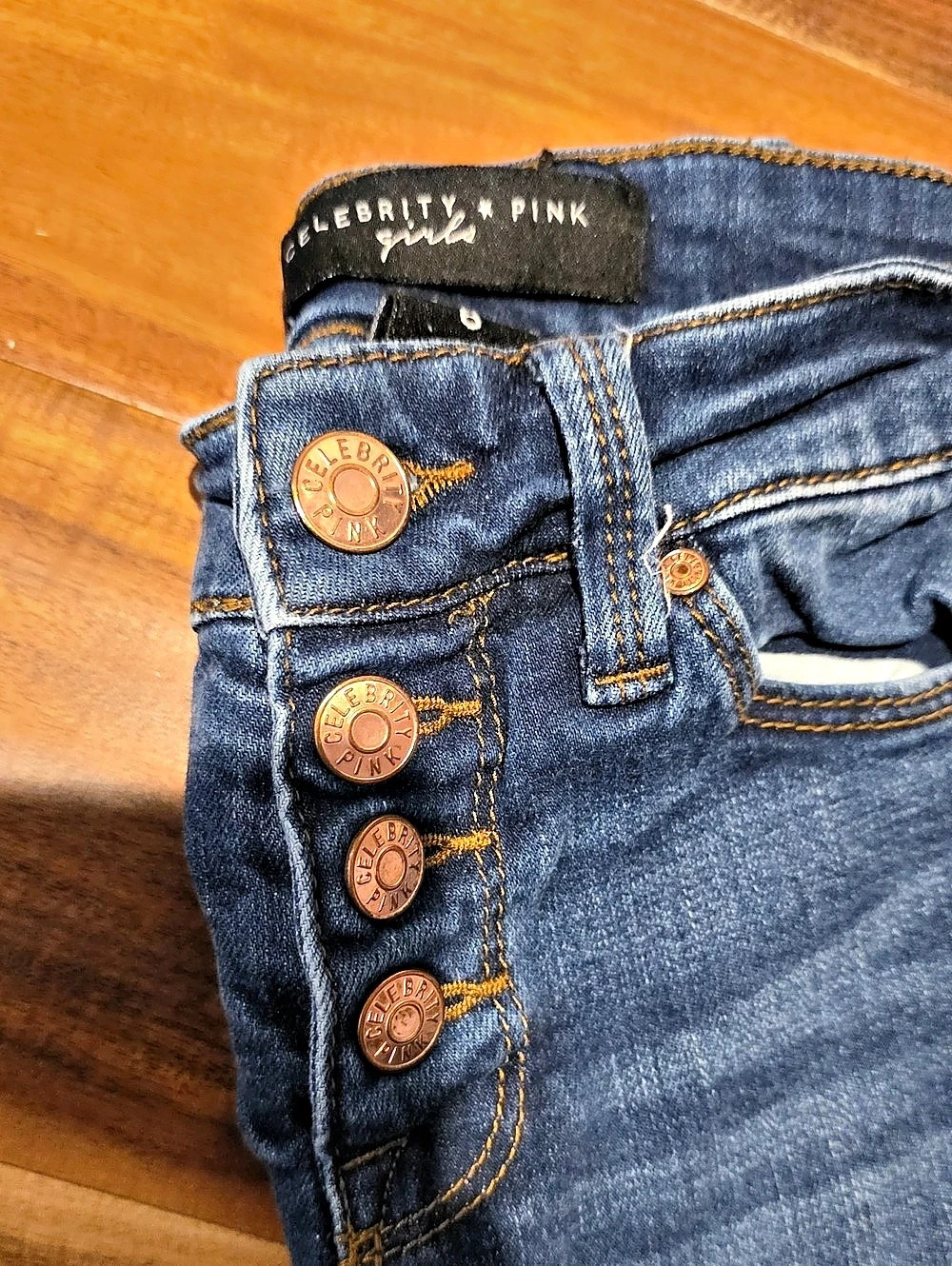 Celebrity Pink Girls jeans Distressed Blue Jeans Girls Size 8 - Picture 4 of 5